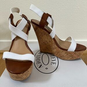Steve Madden White and Brown Wedge Shoes